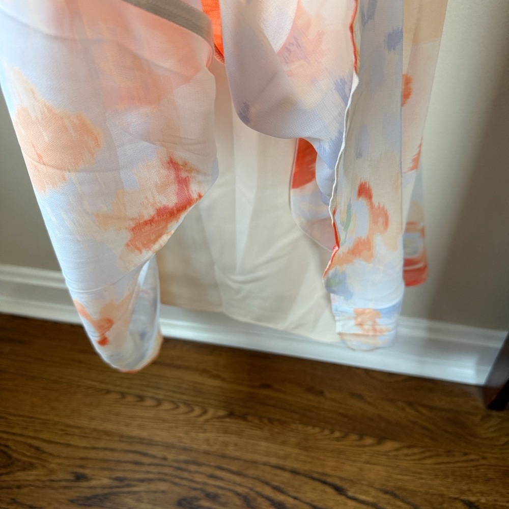 Abercrombie & Fitch Ivory Slip Dress with Coral and Pale Blue Accents - Picture 5 of 8
